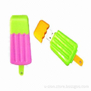 USB Flash Drive with Funky Novelty Popsicle and Ice Lolly Cute Designs, Made of PVC